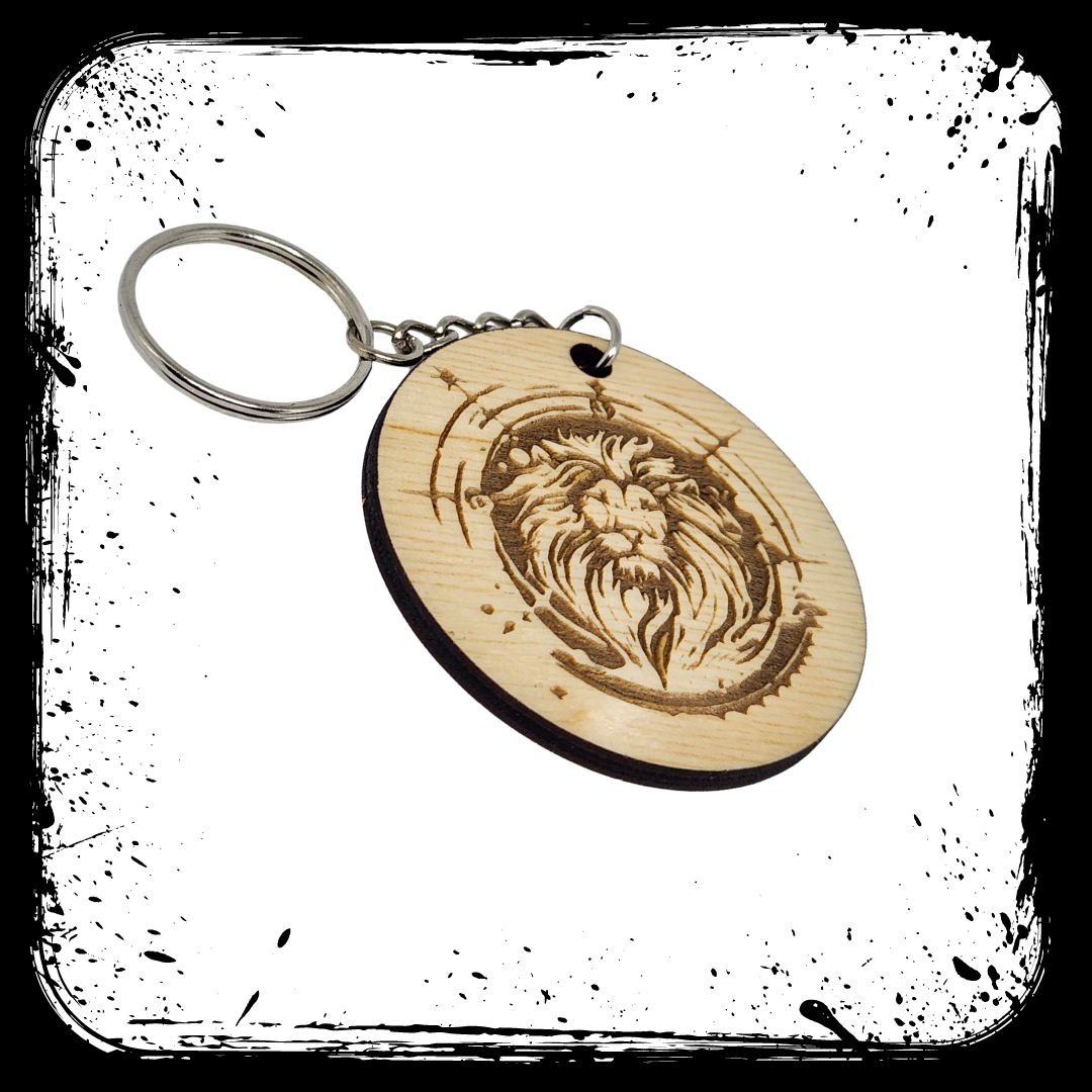 Keychain Charm Zodiac Leo Wood Engraved